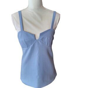 Zara Pastel Blue Fitted Top with Wide Straps and Flared Bottom in a size XS